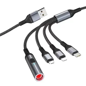 Allume-cigare à charge rapide 4 en 1 1M 2M 3M connecteur USB Mobile câbles de données Micro Type C