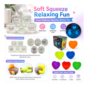 Bulk Light Up Heart Cube Squishy Toy TPR Squeeze Ball Decompression <b>Fidget</b> Sensory Party Prize Retail <b>Pack</b> Wholesale - Product Image 2