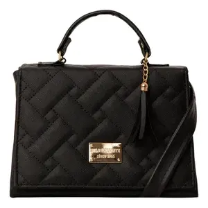 Bolso Bandolera Negro Fana Preciosa Nala, Cuero PU Acolchado, Cierre de Cremallera, Estilo Vintage, Uso Diario - Product Image 1