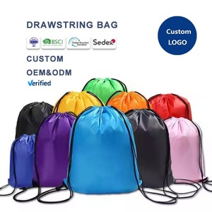 Free Design Printed Logo Promotional Lightweight Sport Gym Custom Drawstring <b>Backpack</b> Waterproof Polyester Rope Handle Shoulder - Product Image 1