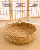 Niche pour chat en rotin Cattail, semi-circulaire, lit pour chat, universel quatre saisons, lavable, chaud, résistant à l'usure, griffoir pour chat de petite taille