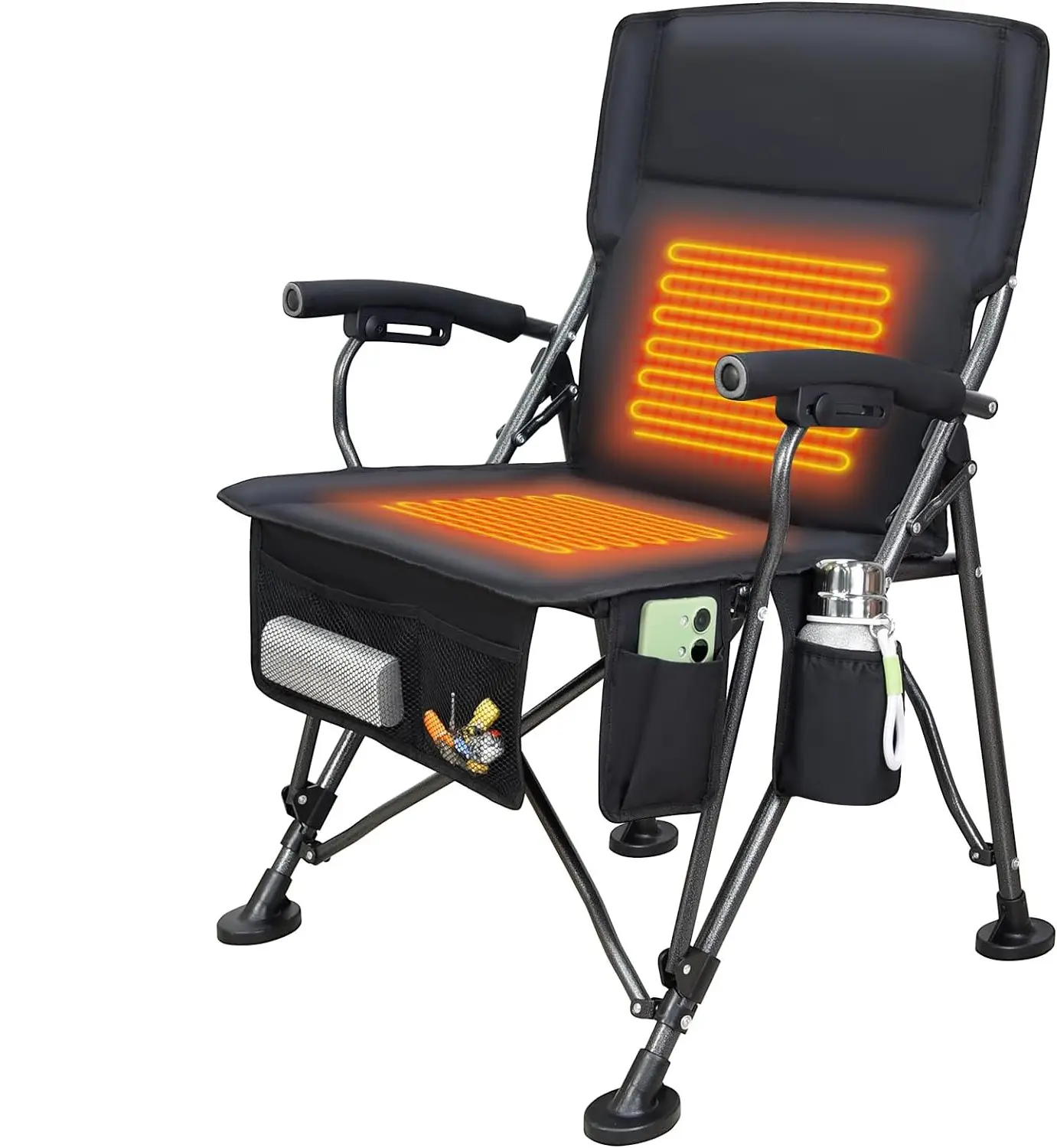 2024 Cadeira de acampamento dobrável para exterior leve com logotipo personalizado e almofada de aquecimento novo design