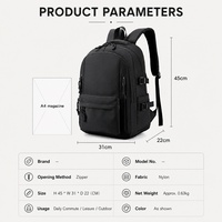 Sac à dos pour ordinateur portable 15 pouces, en nylon imperméable, pour hommes et femmes, sac de voyage léger, étui pour l'école et le bureau