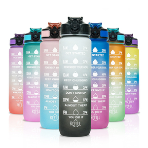 BPA Free Tritan Plastic 32oz Motivational Fitness Sports <strong>Water</strong> <strong>Bottle</strong> With <strong>Time</strong> Marker Leakproof Safe Flip Top Cap - Product Image 5