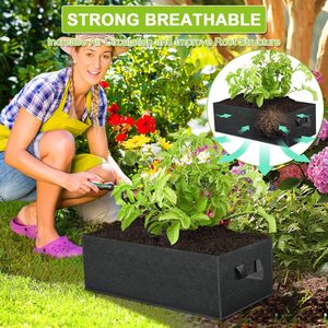 Sac de plantation rectangulaire en feutre 120*60*20CM, très vendu, <span class=keywords><strong>pour</strong></span> légumes et fleurs, sacs de culture carrés <span class=keywords><strong>pour</strong></span> jardinières surélevées - Product Image 4