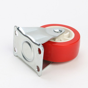2.5 Inch Red Pvc Caster Wheels Flatbed Directional Fixed For Canteen Trolleys Bolt Hole Type 2.0 Mm Top Plate - Product Image 2