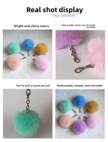 Pendentif boule de fourrure de lapin en gros d'usine 7cm, accessoires pour bagages et vêtements pour femmes, porte-clés