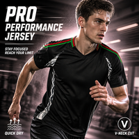 Maßgeschneidertes Fan-Version Fußballtrikot 100% Polyester Schnelltrocknend Herren Sport V-Ausschnitt Premium Trikot Kurzarm Sommer