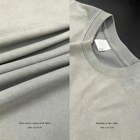 T-shirt homme vintage effet délavé 250G, coupe ample à épaules tombantes, manches courtes, style streetwear rétro, t-shirt vierge