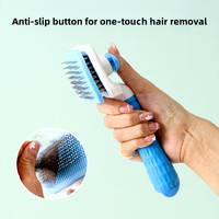 Peigne de toilettage pour animaux de compagnie en ABS avec bouton à une touche pour chiens et chats - Brosse anti-poils spécialisée pour chats - Fournitures pour animaux de compagnie