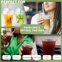 Vente en gros de gobelets en fibre de maïs PLA 100% avec couvercles, vente d'usine, gobelets pour boissons froides et jus glacés