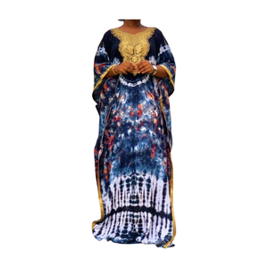 Women's Asymmetrical Neck Tie Dye Kimono Breathable Rayon Chiffon Floor-Length Washable <b>Beach</b> Cover-Up Lace Decoration Autumn - Product Image 2