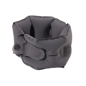 Oreiller de voyage gonflable en forme de U, gris foncé, en polyester, support pour le cou, pour la sieste au bureau, portable avec valve de gonflage, 28x26x14cm - Product Image 1