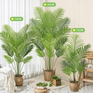 Haut de gamme luxe fausse fleur arbre artificiel plante verte floqué feuilles à la mode <span class=keywords><strong>pot</strong></span> au sol pour fenêtre intérieure en plastique - Product Image 2