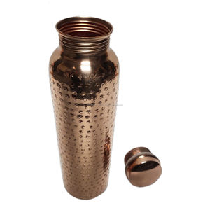 Stylish Hammered Pure Copper <b>Water</b> <b>Bottle</b> for Direct Drinking Health Benefits Dirt & Leak Proof - Product Image 3