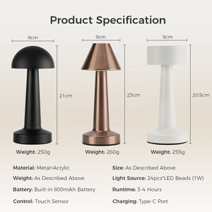 Lampade da Tavolo LED Ricaricabili USB a Forma di Manubrio, Illuminazione Decorativa di Lusso Senza Fili in Stile Nordico per Camera da Letto - Product Image 2