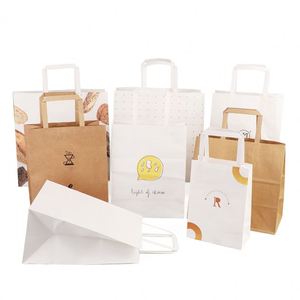 Custom Logo <b>Biodegradable</b> Recyclable Kraft <b>Paper</b> Shopping Bags with Flexiloop Handle for Promotion and Gift Use - Product Image 1
