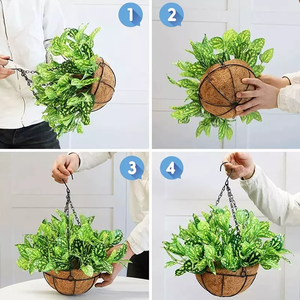 Cesti pensili da giardino <span class=keywords><strong>di</strong></span> grandi dimensioni con design personalizzato, fioriere rotonde in fibra <span class=keywords><strong>di</strong></span> cocco per decorazione - Product Image 3