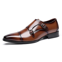 Chaussures habillées italiennes en cuir véritable pour hommes, bout carré, design d'affaires, fermeture à enfiler, semelle souple, hauteur confortable, augmentant