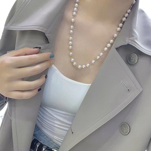 Versatile Natural White <b>Pearl</b> <b>Necklace</b> 10-9mm Flawless 18K <b>Gold</b>-Plated 70cm Long - Product Image 5