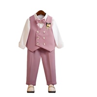 Ensemble de cérémonie beige : Gilet, Chemise à manches longues, Pantalon, Nœud papillon, Broche, pour Porteur d'alliances, Église, Fête d'anniversaire, Concours de beauté