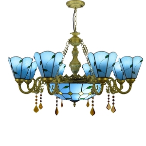 European Modern Mediterranean Blue Decorative Crystal <strong>Chandelier</strong> <strong>Tiffany</strong> Pendant Light Kitchen bar Dining Room <strong>Chandelier</strong> - Product Image 2