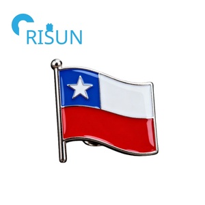 工厂批发定制智利圣地亚哥旅游纪念品磁铁别针徽章金属智利地图国旗国徽胸针别针 - Product Image 2