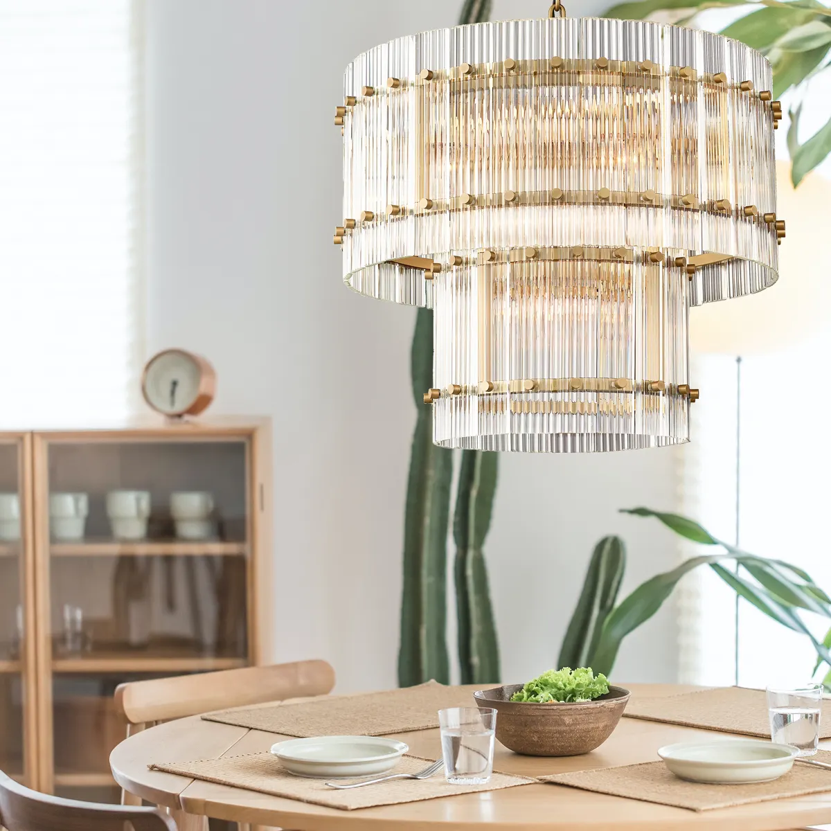 Lámpara de araña de cristal con remache de estilo industrial moderno, accesorio de iluminación para sala de estar, cocina, Isla, comedor, Vestíbulo