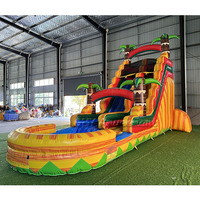 Glissade gonflable en forme de palmier de 18 pieds à prix avantageux, glissade aquatique gonflable tropicale en PVC, châteaux gonflables à vendre