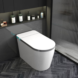 Siège de lavabo chauffant intelligent à bord carré minimaliste, allongé, avec siphon en P, éclairage latéral multi-lignes et bande LED d'ambiance - Product Image 3