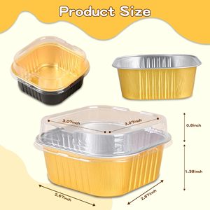 Recyclable 300ml Aluminum <b>Foil</b> Cake <b>Container</b> Flan Pan Square Desserts Baking <b>Foil</b> Cups for Gathering Wedding Party - Product Image 2
