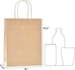 Bolsa de Papel Kraft para Envasado de Alimentos con Logotipo Impreso Personalizado, Ecológica, Reciclada, Resistente a Desgarros, Promocional, para Supermercados - Product Image 2