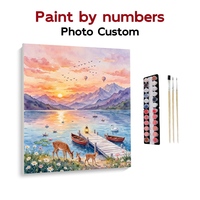Kit de Peinture par Numéros sur Toile, Art Mural, Coucher de Soleil sur Lac, Montagne, Cerf, Quai, Décoration de Salon, Dropshipping, Vente en Gros