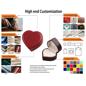 Boîte à bijoux en cuir en forme de cœur à double couleur personnalisée YADAO, doublure en microfibre, boîte à anneaux, boîte à pendentifs, emballage cadeau pour la Saint-Valentin - Product Image 5