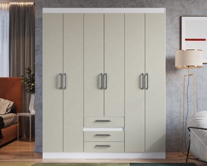 Armoire de style moderne ESSENTIAL 6 portes 3 tiroirs Meuble de chambre en bois Panneaux de particules Revêtement verni céramique Blanc/Cristalo - Product Image 5