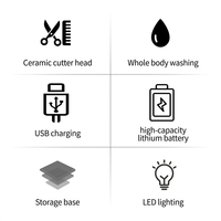 Tondeuse corporelle Kemei Km-3208 1400mAh à charge rapide USB, étanche, avec lame en céramique, pour zones intimes, rasoir électrique avec lumière