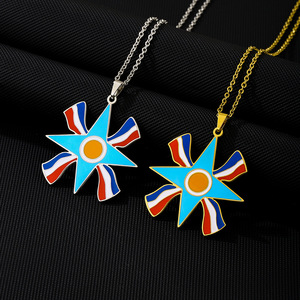 Colliers pendentifs Ashur Lama Lamma en acier inoxydable avec chaîne à maillons, ornés du Lamassu ailé, divinité protectrice assyrienne, pour cadeaux - Product Image 3