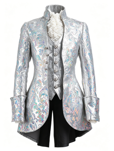 Chaqueta de frac victoriana para mujer, brocada, formal, en lavanda y fucsia - Product Image 6