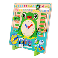Horloge d'apprentissage en bois en forme de grenouille de dessin animé, calendrier pour enfants, jouet éducatif écologique pour enfants