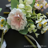 Buket Bunga Chamomile Peony Eucalyptus Daisy Buatan Tangan dengan Pinggiran Bakar, Hiasan Dinding Pernikahan, Rangkaian Bunga Vas Bingkai Foto