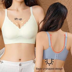 Soutien-gorge sans armatures de style designer de haute qualité, à col en V ondulé, doux, respirant, en gel, avec maintien personnalisé, confortable, lingerie sans couture - Product Image 3