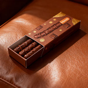 चॉकलेट बार के लिए निः शुल्क नमूना कस्टम फूड ग्रेड सफेद कार्डबोर्ड टक बॉक्स. उव और सोने की रेत प्रभाव पैकेजिंग - Product Image 5