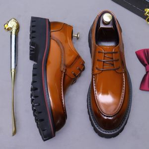 Designer Genuine Leather Oxford Shoes-Winter Pointed Toe Waterproof Height Increasing Men's Shoes with Buckle Strap - Product Image 1