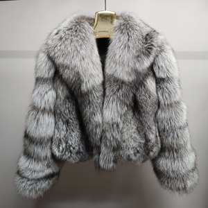 Abrigo de Piel de Zorro para Mujer, Cálido para Invierno, Color Natural, Estilo Personalizado, Abrigo de Piel de Zorro Real a la Moda - Product Image 3