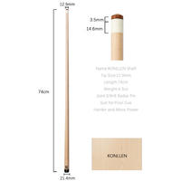 KONLLEN – Kit de queue de billard en bois d'érable massif, arbre 3/8x8, Joint de broche radiale, pointe de 12.9mm, Tube en Fiber de carbone