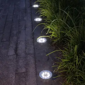 ソーラーパワーグラウンドライト防水ガーデンパスウェイデッキライト、ホームヤードドライブウェイ芝生道路用8 LEDランプ付き