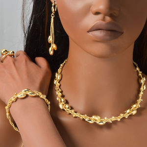 Fashion Bridal Jewelry 18K Gold Plated Brass Zircon Flower Ball Necklace <b>Bracelet</b> Ring Earrings Wedding & Party <b>Set</b> - Product Image 5