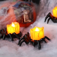 Bougies LED d'Halloween en forme d'araignée avec bougies chauffe-plat citrouille et accessoire œil lumineux pour centre de table de maison hantée et décoration de fête