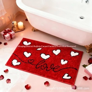 Tapis de salle de bain imprimé XOXO en imitation cachemire, style américain, lavable, décoratif, pour la Saint-Valentin, best-seller transfrontalier - Product Image 4