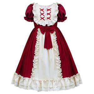 Abiti Lolita con Nastro e Pizzo, <span class=keywords><strong>Vestito</strong></span> da Principessa con Fiocco, Outfit da <span class=keywords><strong>Cameriera</strong></span>, Abito Elegante con Volant per Bambine e Ragazze - Product Image 1